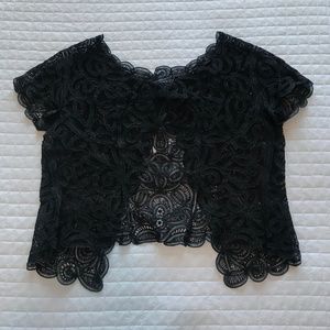 VINTAGE Lace Black Cardigan with Snap Buttons